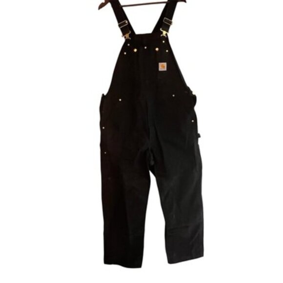 Carhartt Other - Vintage Carhartt R01 BLK Duck Bib Overalls 40x32 Double Knee Black Canvas USA